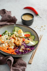indonesian fresh spicy salad gado gado with peanut sauce