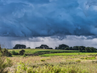 Fields and clouds at Gendarmstien in Jutland, Denmark