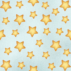 Watercolor seamless pattern with stars. Gentle light Christmas background for fabrics, wrapping paper and cards. textile baby bedding