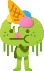 Ice cream cute monsters.
Awesome for t-shirt design, sticker, web mascot or funny logo design