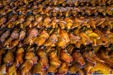 Dried Catfish fish in the market. Freshwater fish.