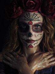  Santa Muerte makeup woman on Halloween eve