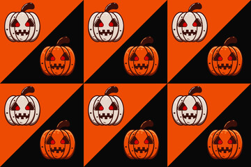 Halloween seamless pattern with pumpkins and bats