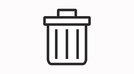 Vector Isolated Black and White Garbage Can Icon. Trash Icon