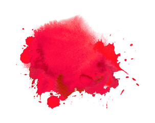 Red watercolour or ink stain with watercolor paint splash