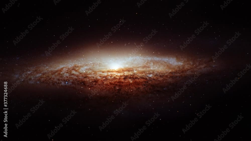 Poster space exploration in outer space name ngc 2683 or the ufo galaxy an edge on spiral galaxy located in