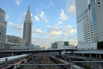 Fototapeta na wymiar Aerial view of Shinjuku station and bus terminal in Tokyo city