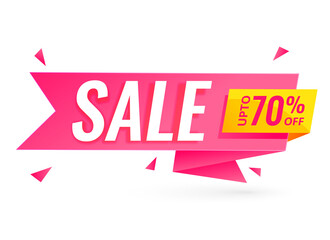 ribbon style sale banner with offer details