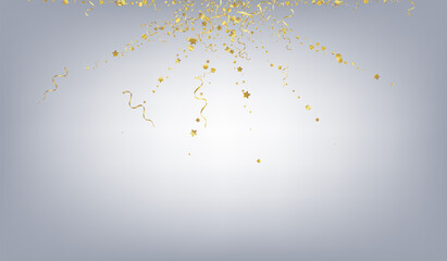 Golden Ribbon Abstract Vector Gray Background. 