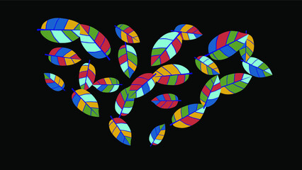 Cute  Pattern with Leaves for Greeting Card or Poster. Vector Background for Spring or Summer Design.
