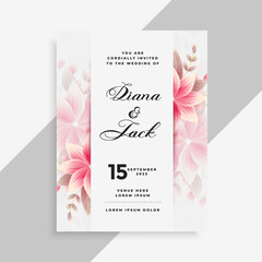 beautiful flower decorative wedding card template design