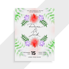 stylish flower decorative wedding card template design