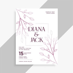 Fototapeta premium leaves decorative wedding flyer template design