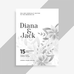 white theme wedding invitation flower card design