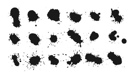 big set of ink drops splats design