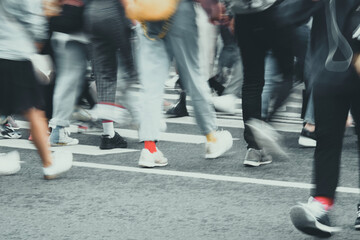 Blurred pedestrian traffic on the street of a European city