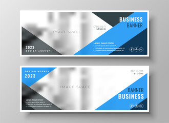 blue geometric business banner template design