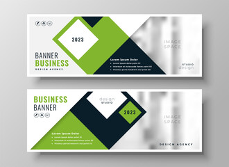 geometric green modern business wide banners set