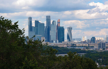 View from Sparrow Hills to the central and north part of Moscow. June 13, 2018.