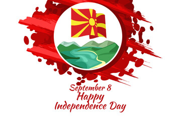 September 8, Independence Day of North Macedonia vector illustration. Suitable for greeting card, poster and banner.