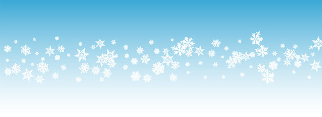 Gray Snowfall Panoramic Vector Blue Background. 
