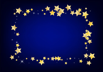 Golden Galaxy Stars Vector Blue Background. 