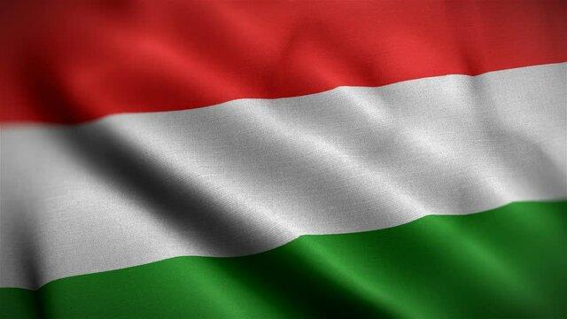 hungary flag closeup blowing in wind