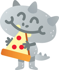 cute pizza monster.
great as food pizza mascot, sticker or t-shirt design