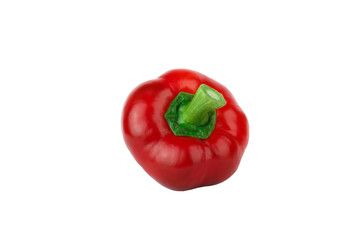 Red raw bell pepper, white background