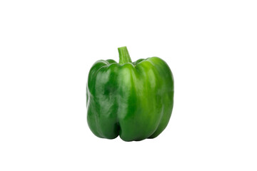 Green raw bell pepper, white background