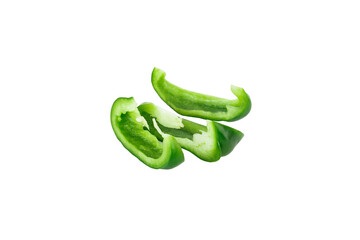 Green raw bell pepper, white background