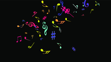 Fototapeta premium Musical Signs. Modern Background with Notes. Vector Element for Musical Poster, Banner, Advertising, Card. Minimalistic Simple Background. 