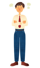 腕組みをして怒るスーツ姿の若い男性