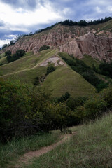 Landscape with red canyon in Romania.