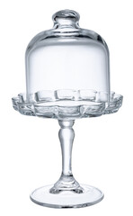 Small glass cake stand isolated on white