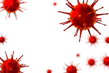 Plakat Coronavirus, Covid-19, SARS-CoV-2 virus cells - 3D illustration