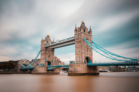Tower Bridge, London Long Exposure On A Grey Cloudy Day