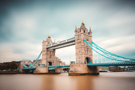 Tower Bridge, London Long Exposure On A Grey Cloudy Day