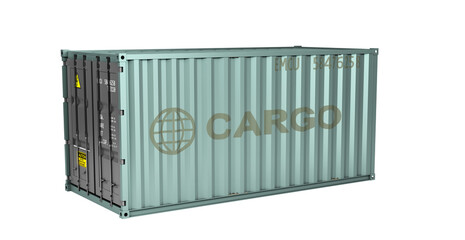 gray metal shipping container 3d render on white no shadow