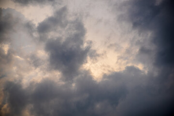 Naklejka na ściany i meble Stormy clouds on summer evening. Rainy sky before the storm.