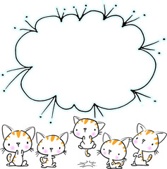 vector cartoon cats with border