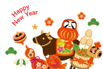 2021年　丑年の年賀状背景素材