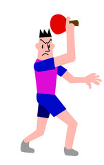 卓球選手の力強いフォーム