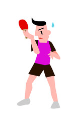 卓球選手フォアハンドでミス