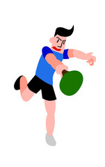 卓球選手　ボールを追いかけている