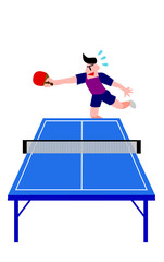 卓球選手試合中にボールを追いかける