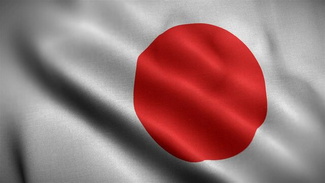 japan flag closeup blowing in wind
