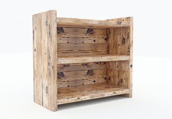 3d rendered Old wooden shelve on white background