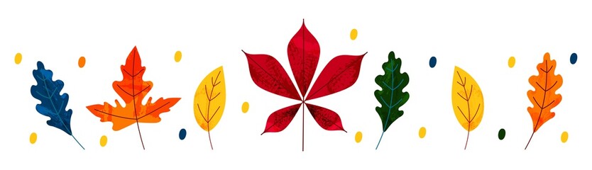 Autumn leaves. Sales banner with autumn leaves. Simple cartoon flat style, vector illustration. Nature symbol vector collection isolated on white background. Yellow autumn garden leaf, red fall.