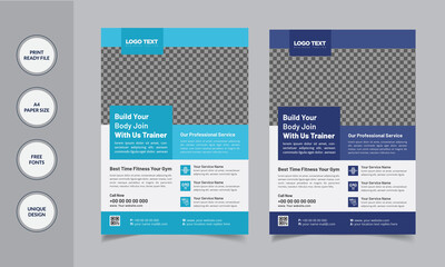 Fototapeta premium Body Fitness Gym Flyer Sports Business Flyer, Fitness Gym Flyer Template